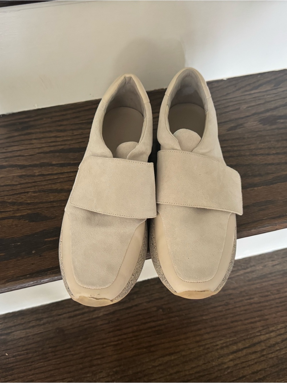Vince Women's Light Beige Suede Slip-On Sneakers